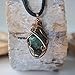NEW Designs by Nature Gems Handmade Emerald Necklace 24 inch Black Leather Cord Antique Bronze, May Birthstone Jewelry, Handmade in North America
