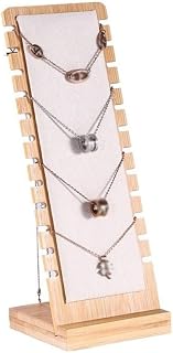 Elegant Necklace Jewelry Organizer Stand Wooden Display Board Hanging Rack Detachable Pendant Holder Stalls (White)