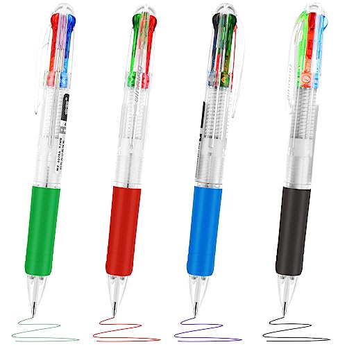 TIESOME Druckkugelschreiber, 4-in-1 Mehrfarbig Kugelschreiber Retractable Ball Point Pen 0.7mm Multicolor Tinte Stifte für Büro Schule Zubehör Studenten Geschenke Party Favors (4)