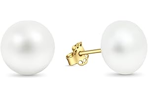 14K Solid Gold Pearl Stud Earrings for Women - June Birthstone