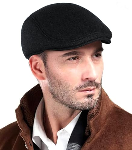 Comilaka Homme Casquette Plate Béret Reglable Casquettes Souples Chapeau Herringbone avec Cache-Oreilles Gatsby Vintage pour Automne et Hiver
