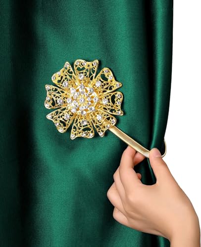 Image of PINKPARI (Label) Magnetic Creative Diamond Curtain Tiebacks, 2 Pcs. Spring Tie Back, Decorative for Home, Office, Hotel (Gold U Shape Diamond, 399)