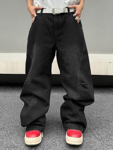 Men's Irregular Sutures Y2k Hip Hop Baggy Jeans Wide Leg Denim Pants Casual Loose Fit Trousers Streetwear2
