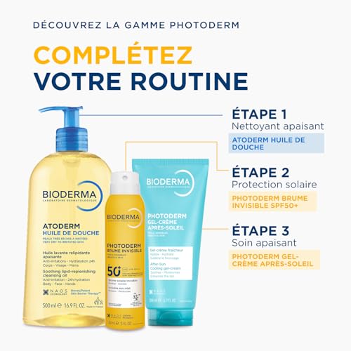 BIODERMA Photoderm Brume invisible SPF50 Brume solaire spray très haute protection UVA/UVB - Peaux sensibles - Protège du stress oxydatif, riche en Vitamine E - Aérosol 150 ml