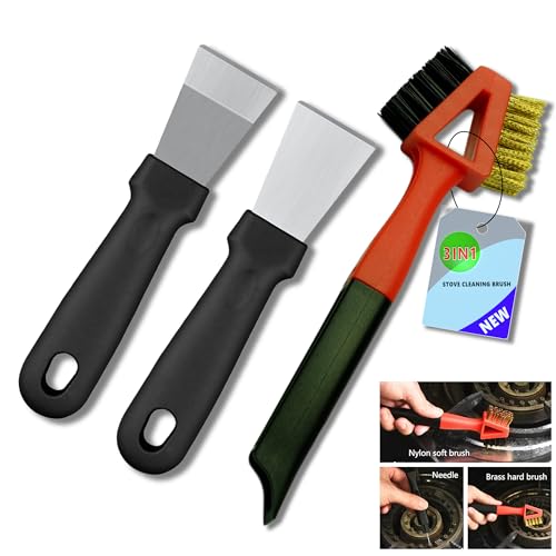 Comparison: Best Degreaser For Range Hood 6 3Pcs (2 Heavy Duty Wide Using Stainless Steel Scraper and 3-in-1Kitchen Stove Cleaning Brush), Brass Brush,Wire Brush,Metal Brush,Nylon Brush, Rust Cleaner for Pot, Range Hood Grease Grime Cleaner