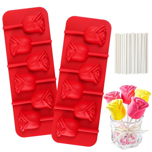 Webake 3D Rose Lollipop Chocolate Molds (Pack of 2)