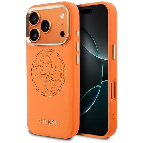 Coque Guess compatible MagSafe pour iPhone 17 Pro orange perforée 4G CG Mobile
