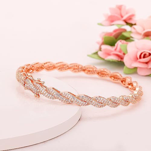 Image of GIVA 925 Silver Rose Gold Spiral Splendour Bangle,Fixed Size|Gifts for Women and Girls | With Certificate of Authenticity and 925 Stamp | 6 Months Warranty*