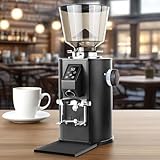 vnmudzeo Elektrische KaffeemüHle Mit Flachem Mahlwerk, 450 G FassungsvermöGen, Digitalanzeige, 6,35 cm Edelstahl-Mahlscheibe,Black