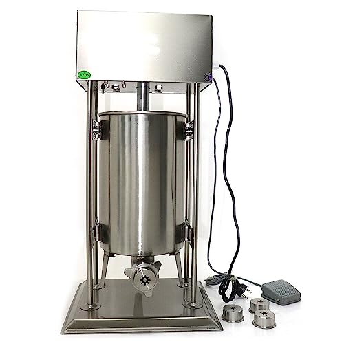 Electric Churro Maker Machine 40W 15L Commercial Churro Maker Stainless Steel Vertical Spanish Churro Machine Heavy Duty Latin Fruit Churro Donut Filler with Foot Pedal & 4 Nozzles