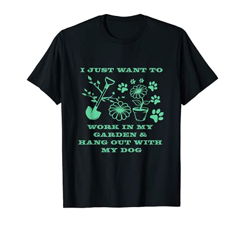 Gardener dog best friend plants make me happy green thumb T-Shirt, Black