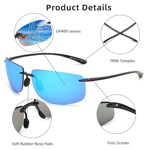 Image of JIM HALO Sport Sunglasses Men Womens TR90 Rimless for Driving Running Golf | Polarized /Non polarized,Lightweight,17g /0.6oz,Rectangle,Wrap Around,Cycling,Fishing,Outdoor Activities