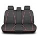FH Group PU205013BLACKREDTRIM Bench PU205BLACKREDTRIM013 Ultra Comfort Leatherette Rear Seat Cushions Black with Red Trim