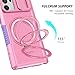 Yarxiawin Phone Case for Samsung Note 20 Ultra 5g with Ring Stand Magnetic Black fits Wireless Charger, Camera Lens Protector Cover for Samsung Galaxy Note 20 Ultra Case Shockproof Anti-Slip (Pink)