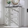 Farmhouse 5 drawers dresser for bedroom 46 tall large dressers chests of drawers wroman column storage dressers organizer for bedroom hallway living room white  urban country home decor