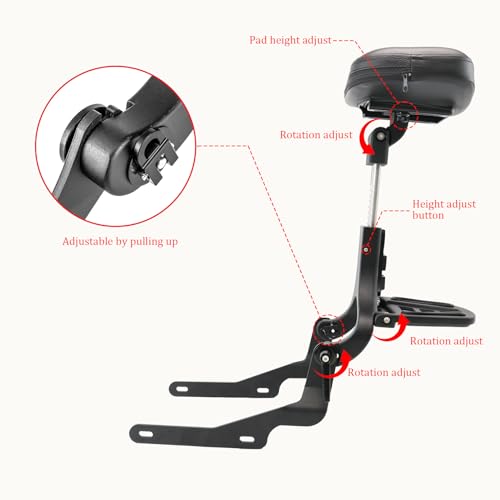 Motorcycle Multi Purpose Rider/Passenger Sissy Bar Backrest with Luggage Carrier Rack Adjustable Rotatable Back Cushion Pad for Harley Nightster RH 975 Special and RH 975S Models 2022 2023 2024 Black