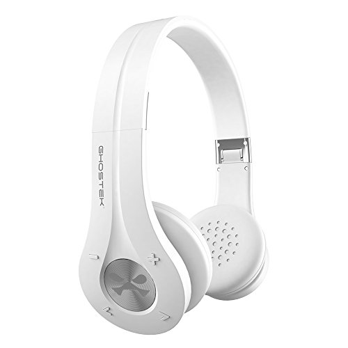 Wireless Bluetooth Headphones, Ghostek Earshot Series Over-Ear On-Ear Headset Enhanced Noise Reduction, Bluetooth 4.0, HD Sound, Built-in Microphone, Hands-Free, in-Line Volume Control & Mic (White)