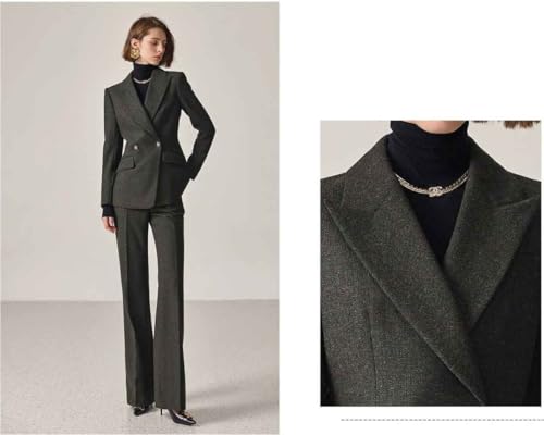 Women's Herringbone Suit Peak Lapel Double Breasted Buttons Tuxedos (Jacket+Pants) for Homecoming Interview3