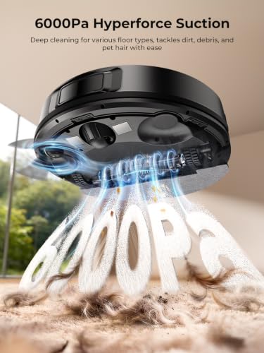 Image of Robot Vacuum and Mop, Upgraded Bagless Robot Vacuum Cleaner with Self-Emptying, 6000Pa Robotic Vacuum with LiDAR Navigation, Smart Mapping, Schedule, App /Alexa Control for Carpet /Pet Hair, Q20 Ultra