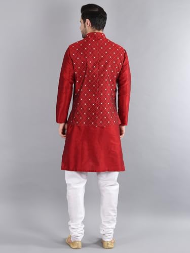 Image of Uri and MacKenzie Men's Silk Blend Kurta Pajama with Designer Ethnic Nehru Jacket /Modi Jacket