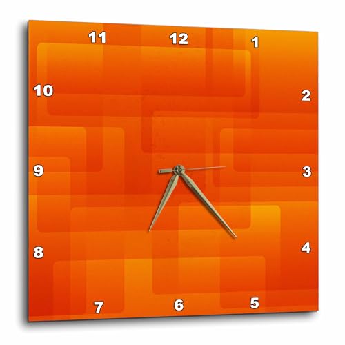 3dRose Wall Clock Silent - 13 inch - Bright Orange On Orange Rounded Rectangles Abstract - Abstract Art