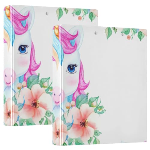 Classeur imprimé à trois anneaux avec poches pour l'école et le bureau style licorne