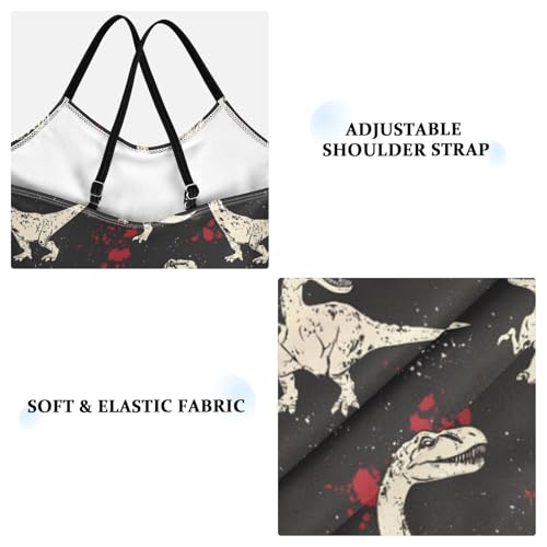 Dinosaurs Red Dot Pattern Girls Swimsuits Quick Dry Crossback One Piece Beach Swimwear Bathing Suit4