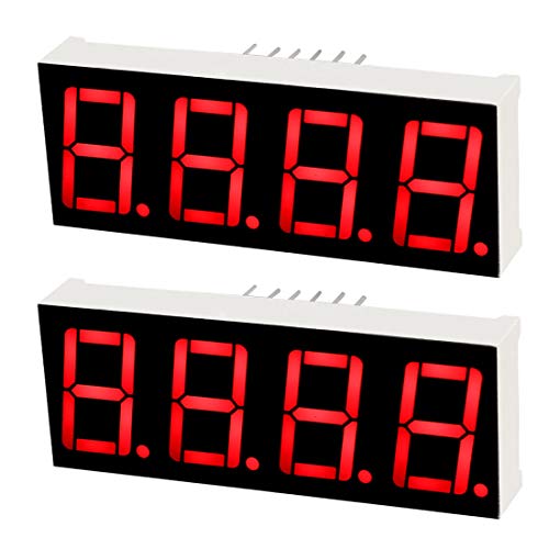 Uxcell Common Cathode 12Pin 4 Bit 7 Segment Display 1.98 X 0.75 X 0.31 Inch 0.55" Red Led Display Digital Tube 2Pcs #TOP16