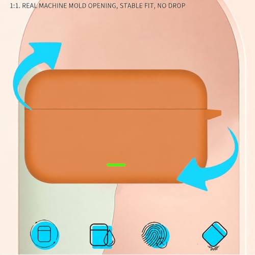 Image of Aniex Silicone Case Cover for realme Buds T500 Pro, Shockproof, Anti-Slip, Dustproof, Scratch Resistant, with Carabiner Hook, Full Body Protection (Circle Orange)