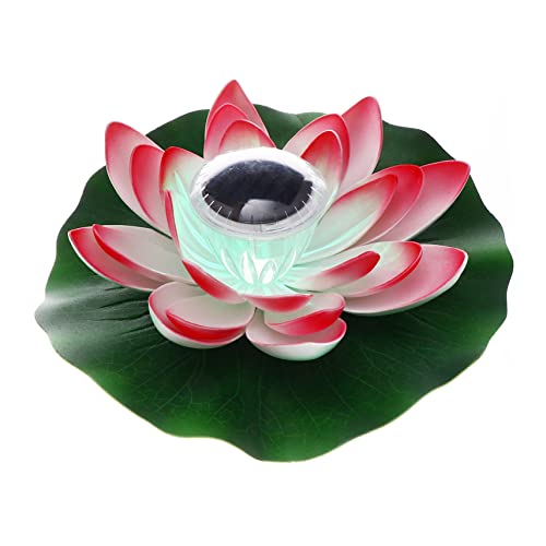 RORPOIR 1pezzi Lanterna Romantica Forma Di Loto Lampada Galleggiante Colorata Per Giardino e Decorazioni Festive e Realizzata Materiale Con Pannello Solare