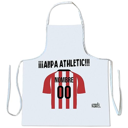 mundohuevo Delantal personalizado con texto. Regalo original. Camiseta Athletic. Equipo de futbol. Haz un regalo único