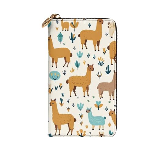 Women's Long Cash Wallet, PU Leather Elegant Clutch Change Purses with Zipper, Travel, Gifts (Alpaca Print)2
