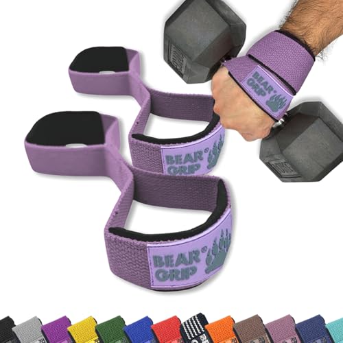 BEAR GRIP - Premium Figure 8 weight lifting straps (sold in pairs) (PASTEL PURPLE)