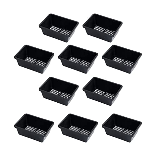 DEARMAMY Paquete de 10 bandejas rectangulares para vivero de Plantas, bandejas Negras de PP para Inicio de Cultivo, 7.28 x 5.31 x 2.55 Pulgadas, bandejas de germinación de plántulas para Uso