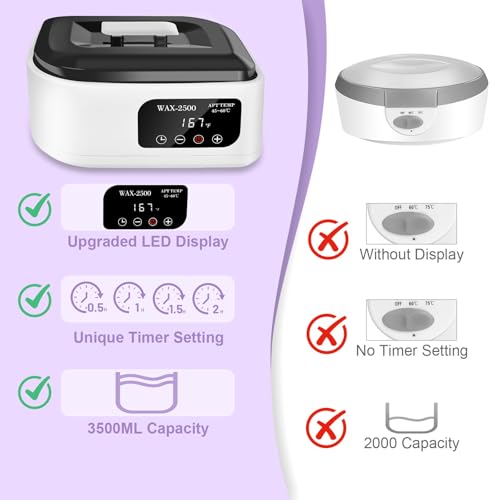 Image of Yofuly Paraffin Wax Machine for Hand and Feet, 3500ml Home Paraffin Wax Bath with Auto-Timer for Arthritis, Professional Nail Salon Paraffin Wax Warmer Nourishing and Moisturizing Kit, White