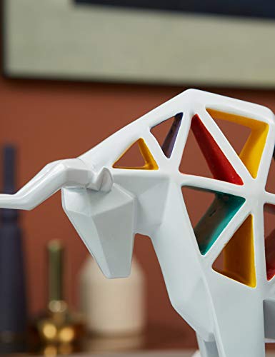 Haucoze Bull Sculpture Decor Animal Statue Polyresin Figurine Colorful Hollow 14 Inch #TOP7