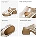 NXNBHSL Women's Leather Hollow Out Platform Mules Sandals Fashion Comfortable Closed Round Wide Toe Slip-On Chunky Heel Slingback Pumps Slides for Party Wedding Causal Work Walking (Apricot,7)