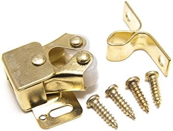 One Stop DIY 100 x DOUBLE ROLLER CATCH CUPBOARD FASTENERS EB BRASS PLATED + SCREWS NEW