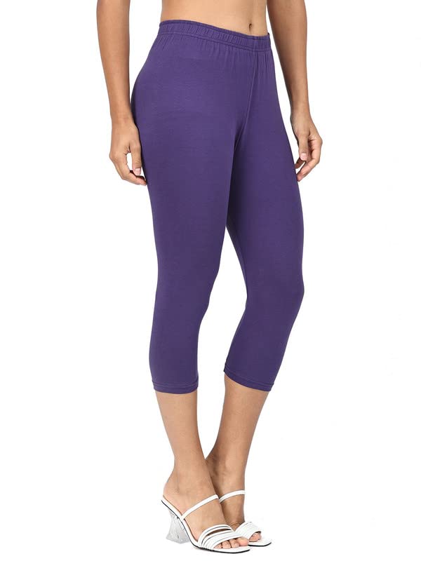Image of Robinbosky Premium Stretchable Cotton Capri Legging for Women | Suitable for Formal wear & Casual wear | High-End Elastic Makes. The Leggings Squat Proof and Durable for Travel, Yoga, & Workout.