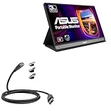 BoxWave Cable Compatible with ASUS ZenScreen Portable USB Monitor (MB16AC) (15.6 in) - MagnetoSnap PD AllCharge Cable (100W), Magnet Charging Braided USB Type-C Micro - Jet Black