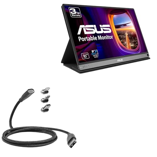 BoxWave Cable Compatible with ASUS ZenScreen Portable USB Monitor (MB16AC) (15.6 in) - MagnetoSnap PD AllCharge Cable (100W), Magnet Charging Braided...