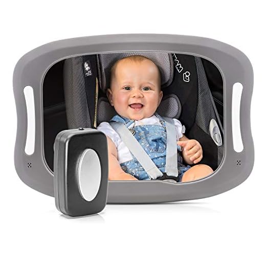 reer 86101 BabyView LED Auto-Sicherheitsspiegel - Ihr Baby auf dem Rücksitz immer im Blick, grau