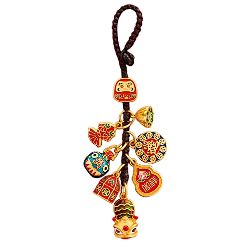 Porte-clés Lion Dance Cloisonné en émail, l'artisanat d'art traditionnel portable
