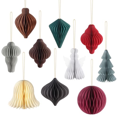 10 Stück Weihnachten Baumschmuck Papier, Weihnachts Wabenbälle...