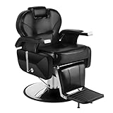 Raganet, Silla de Barbero Reclinable Giratoria 360° con Ajuste de Altura Ergonómico y...