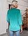 LOMON Women's Collared Casual Shirts Spring Summer 3/4 Sleeve Polos Tops V Neck Loose Cute Polo Shirts Blue-Green M