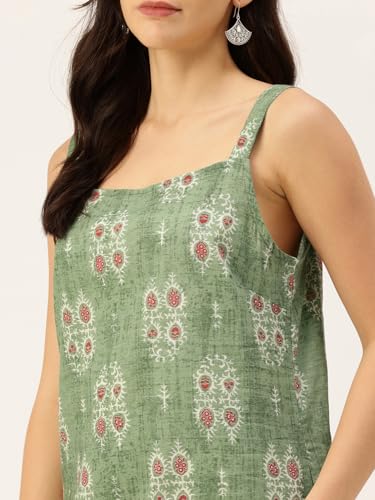 Image of feranoid Women's Printed Sleeveless Short Kurti with Stylish Neck, Backless Design & Side Slits (XS-XL)