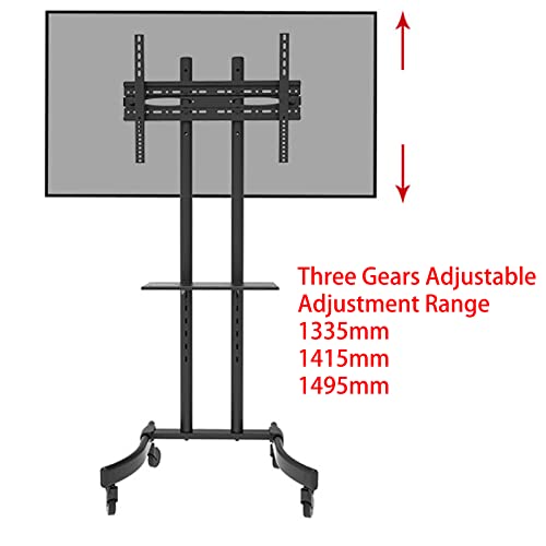 Srhimeos Mobile Standing Tv Cart Height Adjustable For 32"-65" Plasma Lcd Led Flat Screen/Curved Tv, Max Vesa 600X400 Mm With Tilt, Swivel And Height Adjustment Stand, Can Bear 75Kg/165Lbs #TOP5