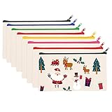 8 Stück DIY Blanko Stoffbeutel, Stoffbeutel zum Bemalen, Federmäppchen,Reise Kulturbeutel, Taschen Zum Bemalen Kinder, Schulmäppchen für Arbeit Schule Reisen, 21 x 12 cm