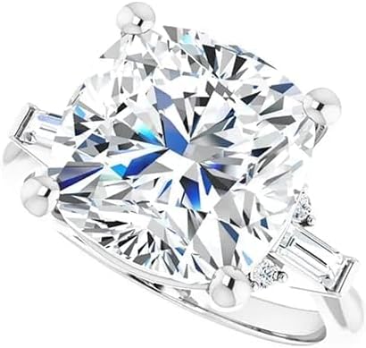 6 CT Cushion Cut Moissanite Engagement Rings for Women | Solitaire Wedding Bridal Ring | Handmade Diamond Jewelry | Anniversary Ring for Her/Gifts